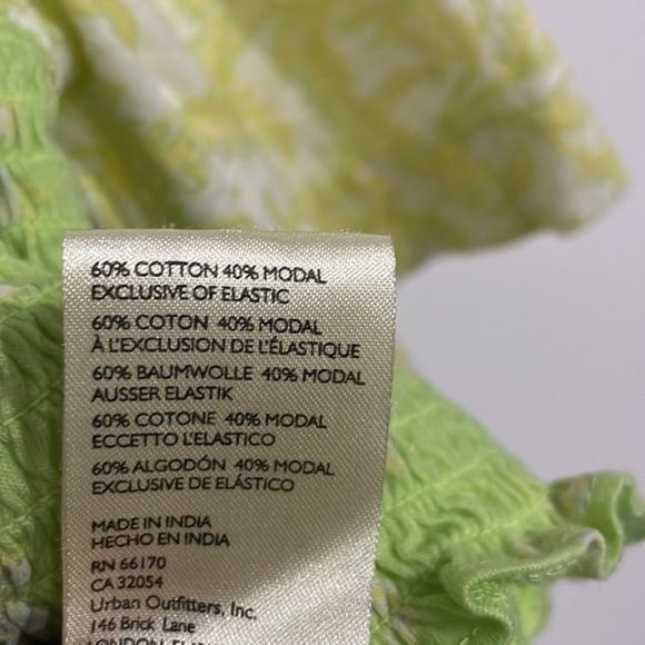 NWT free people Square Neck Contrast Short Sleeve Floral Print Smocked Top - Picture 7 of 7